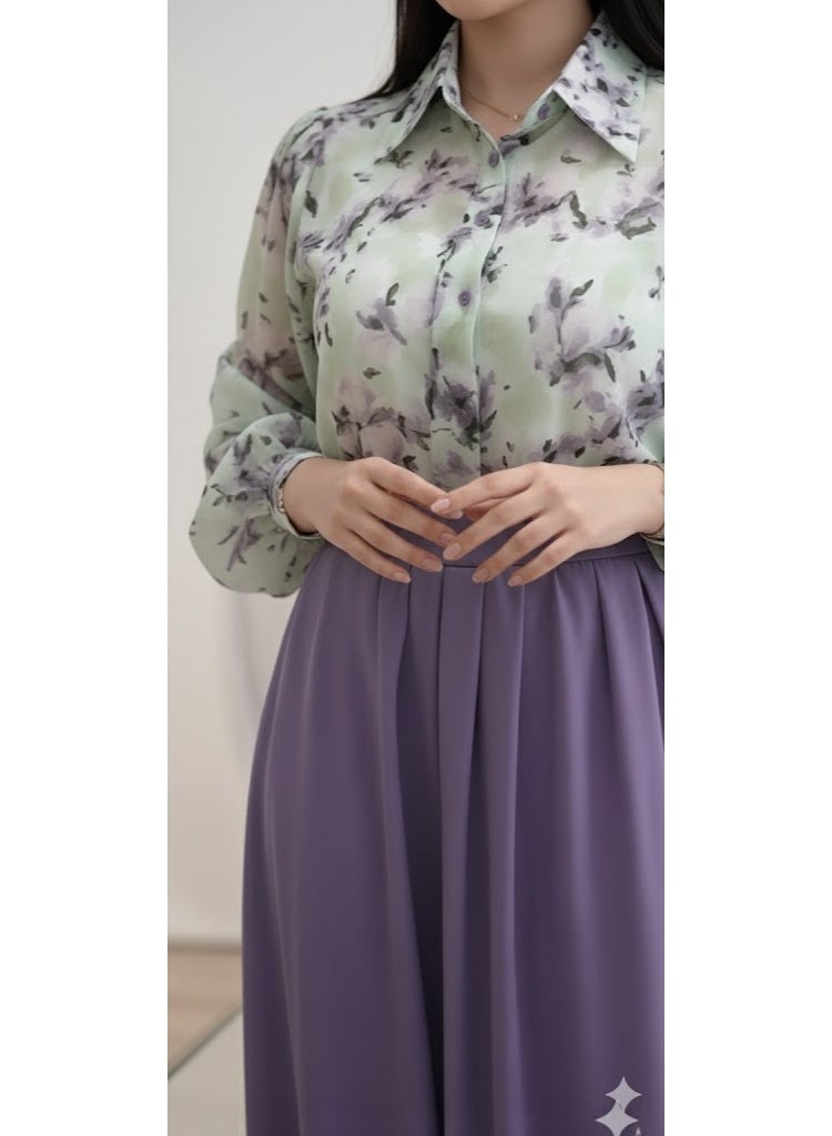 FULL JOY Stylish Two-piece set:Attractive long-Sleeved blouse and a wide skirt with distinctive details; Fashion Outfit. - Image 3